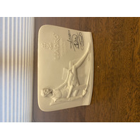 VTG Lladro Collector's Society White Shell Plaque Don Quixote SIGNED 5.75"L