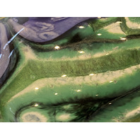 VTG 1998 ROBERT EICKHOLT Green & Purple Flower Art Glass Vase 8.75"H SIGNED