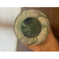 VTG 1998 ROBERT EICKHOLT Green & Purple Flower Art Glass Vase 8.75"H SIGNED