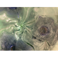 VTG 1998 ROBERT EICKHOLT Green & Purple Flower Art Glass Vase 8.75"H SIGNED