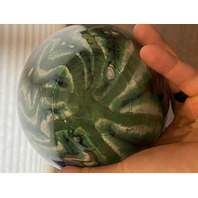 VTG 1998 ROBERT EICKHOLT Green & Purple Flower Art Glass Vase 8.75"H SIGNED