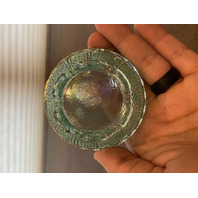 VTG FENTON Blue Top/Iridescent Base Glass Hobnail Fairy Lamp Candle Holder 4.25"