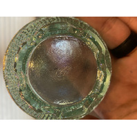 VTG FENTON Blue Top/Iridescent Base Glass Hobnail Fairy Lamp Candle Holder 4.25"