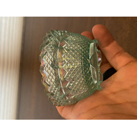 VTG FENTON Blue Top/Iridescent Base Glass Hobnail Fairy Lamp Candle Holder 4.25"