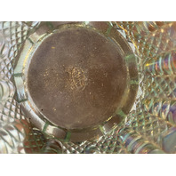 VTG FENTON Blue Top/Iridescent Base Glass Hobnail Fairy Lamp Candle Holder 4.25"