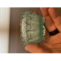 VTG FENTON Blue Top/Iridescent Base Glass Hobnail Fairy Lamp Candle Holder 4.25"