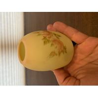 VTG UV REACTIVE Fenton Burmese PAINTED/SIGNED Floral Fairy Lamp 4.75"H