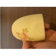 VTG UV REACTIVE Fenton Burmese PAINTED/SIGNED Floral Fairy Lamp 4.75"H