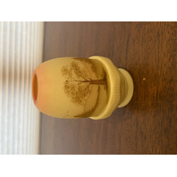 VTG UV REACTIVE Fenton Burmese PAINTED/SIGNED Nature Scene Fairy Lamp 4.75"H