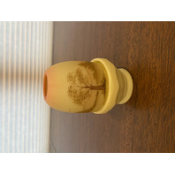 VTG UV REACTIVE Fenton Burmese PAINTED/SIGNED Nature Scene Fairy Lamp 4.75"H