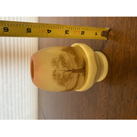 VTG UV REACTIVE Fenton Burmese PAINTED/SIGNED Nature Scene Fairy Lamp 4.75"H