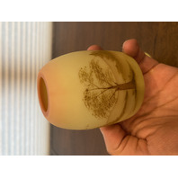 VTG UV REACTIVE Fenton Burmese PAINTED/SIGNED Nature Scene Fairy Lamp 4.75"H