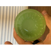 VTG FENTON Green Jadeite 2-Piece Fairy Lamp Candle Holder 4.5"H