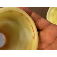 VTG UV REACTIVE FENTON BURMESE Floral PAINTED Glass Fairy Lamp 4.5"H SIGNED