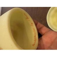 VTG UV REACTIVE FENTON BURMESE Floral PAINTED Glass Fairy Lamp 4.5"H SIGNED