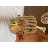 UV REACTIVE FENTON Topaz Opalescent AUTUMN BEAUTY 3-PieceFairy Lamp W/LABEL 7"H