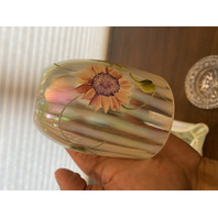 UV REACTIVE FENTON Topaz Opalescent AUTUMN BEAUTY 3-PieceFairy Lamp W/LABEL 7"H