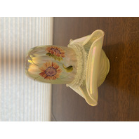 UV REACTIVE FENTON Topaz Opalescent AUTUMN BEAUTY 3-PieceFairy Lamp W/LABEL 7"H