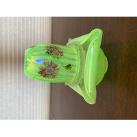 UV REACTIVE FENTON Topaz Opalescent AUTUMN BEAUTY 3-PieceFairy Lamp W/LABEL 7"H