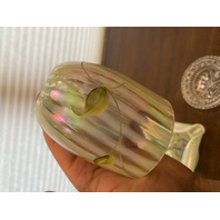 UV REACTIVE FENTON Topaz Opalescent AUTUMN BEAUTY 3-PieceFairy Lamp W/LABEL 7"H