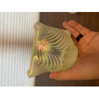 UV REACTIVE FENTON Topaz Opalescent AUTUMN BEAUTY 3-PieceFairy Lamp W/LABEL 7"H