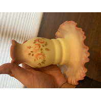 VTG UV REACTIVE FENTON Burmese"ROSES" Fairy Lamp HANDPAINTED & SIGNED 6"H