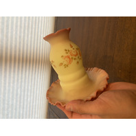 VTG UV REACTIVE FENTON Burmese"ROSES" Fairy Lamp HANDPAINTED & SIGNED 6"H