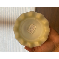 2009 FENTON Yellow Satin CARDINAL IN WINTER Fairy Lamp Candle Holder 5.5"H