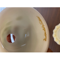 2009 FENTON Yellow Satin CARDINAL IN WINTER Fairy Lamp Candle Holder 5.5"H