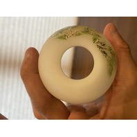 2009 FENTON Yellow Satin CARDINAL IN WINTER Fairy Lamp Candle Holder 5.5"H