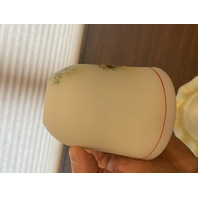 2009 FENTON Yellow Satin CARDINAL IN WINTER Fairy Lamp Candle Holder 5.5"H