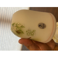 2009 FENTON Yellow Satin CARDINAL IN WINTER Fairy Lamp Candle Holder 5.5"H