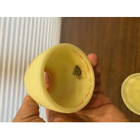 VTG UV REACTIVE Fenton Burmese Floral PAINTED/SIGNED Fairy Lamp 4.75"H