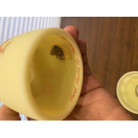 VTG UV REACTIVE Fenton Burmese Floral PAINTED/SIGNED Fairy Lamp 4.75"H