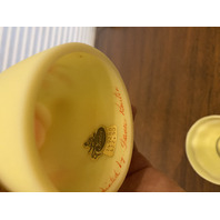 VTG UV REACTIVE Fenton Burmese Floral PAINTED/SIGNED Fairy Lamp 4.75"H