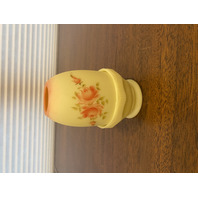 VTG UV REACTIVE Fenton Burmese Floral PAINTED/SIGNED Fairy Lamp 4.75"H