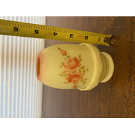 VTG UV REACTIVE Fenton Burmese Floral PAINTED/SIGNED Fairy Lamp 4.75"H