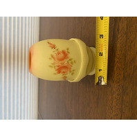 VTG UV REACTIVE Fenton Burmese Floral PAINTED/SIGNED Fairy Lamp 4.75"H