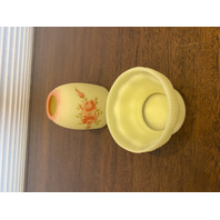 VTG UV REACTIVE Fenton Burmese Floral PAINTED/SIGNED Fairy Lamp 4.75"H