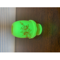 VTG UV REACTIVE Fenton Burmese Floral PAINTED/SIGNED Fairy Lamp 4.75"H