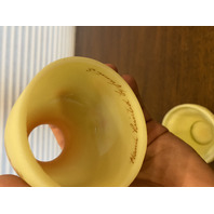 VTG UV REACTIVE Fenton Burmese  PAINTED Flowers Fairy Lamp 4.75"H SIGNED