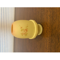 VTG UV REACTIVE Fenton Burmese  PAINTED Flowers Fairy Lamp 4.75"H SIGNED