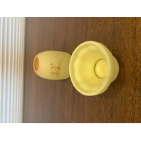 VTG UV REACTIVE Fenton Burmese  PAINTED Flowers Fairy Lamp 4.75"H SIGNED