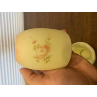 VTG UV REACTIVE Fenton Burmese  PAINTED Flowers Fairy Lamp 4.75"H SIGNED