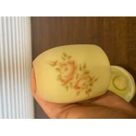 VTG UV REACTIVE Fenton Burmese  PAINTED Flowers Fairy Lamp 4.75"H SIGNED