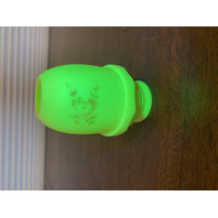 VTG UV REACTIVE Fenton Burmese  PAINTED Flowers Fairy Lamp 4.75"H SIGNED