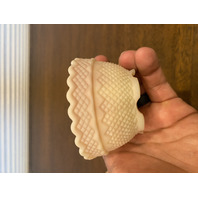 VTG UV REACTIVE Fenton Burmese DIAMOND OPTIC Floral PAINTED Fairy Lamp 4.5"H