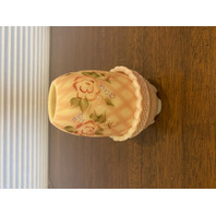 VTG UV REACTIVE Fenton Burmese DIAMOND OPTIC Floral PAINTED Fairy Lamp 4.5"H