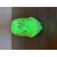 VTG UV REACTIVE Fenton Burmese DIAMOND OPTIC Floral PAINTED Fairy Lamp 4.5"H