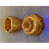 VTG UV REACTIVE FENTON Amberina Hobnail Art Glass Fairy Lamp 4.5"H